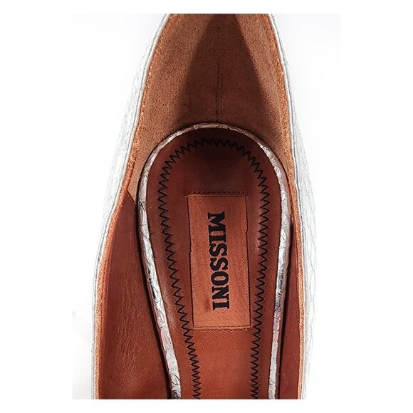 MISSONI MWOB Silver Snake Python Pointed Toe Leather Pumps Heels - Picture 10 of 12